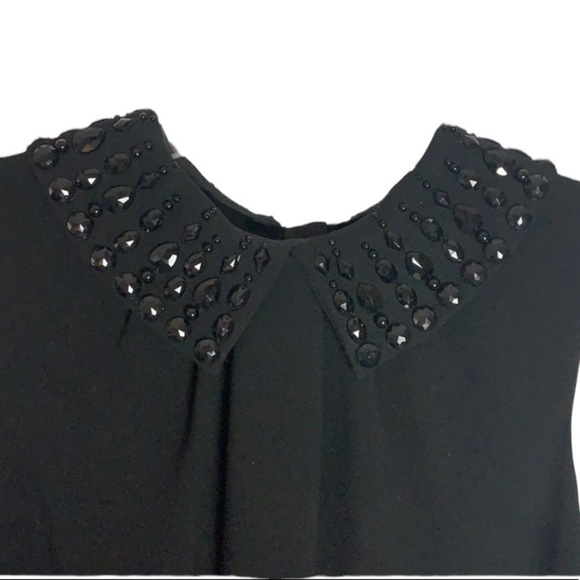 - NWT Adrianna Papell Black Removable Beaded Collar Sleeveless Mini Shift Dress - Picture 3 of 8